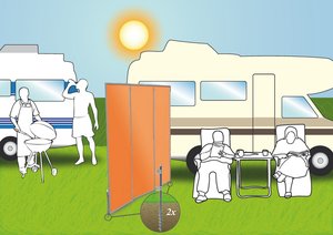 Camping Sichtschutz und Windschutz auch mit Premium Strandschutz
