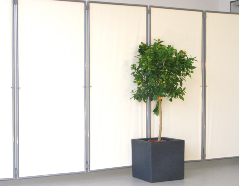 Optimale Standfestigkeit vom Paravent mit Pflanzgef u. 2x. Wand-Clip