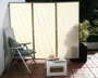 3er Paravent hell elfenbein mit Wandbefestigung und Pflanzgef mit 2x Wand-Clip.