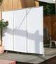Windschutzwand fr einen Verkaufsstand mit Wandbestegung